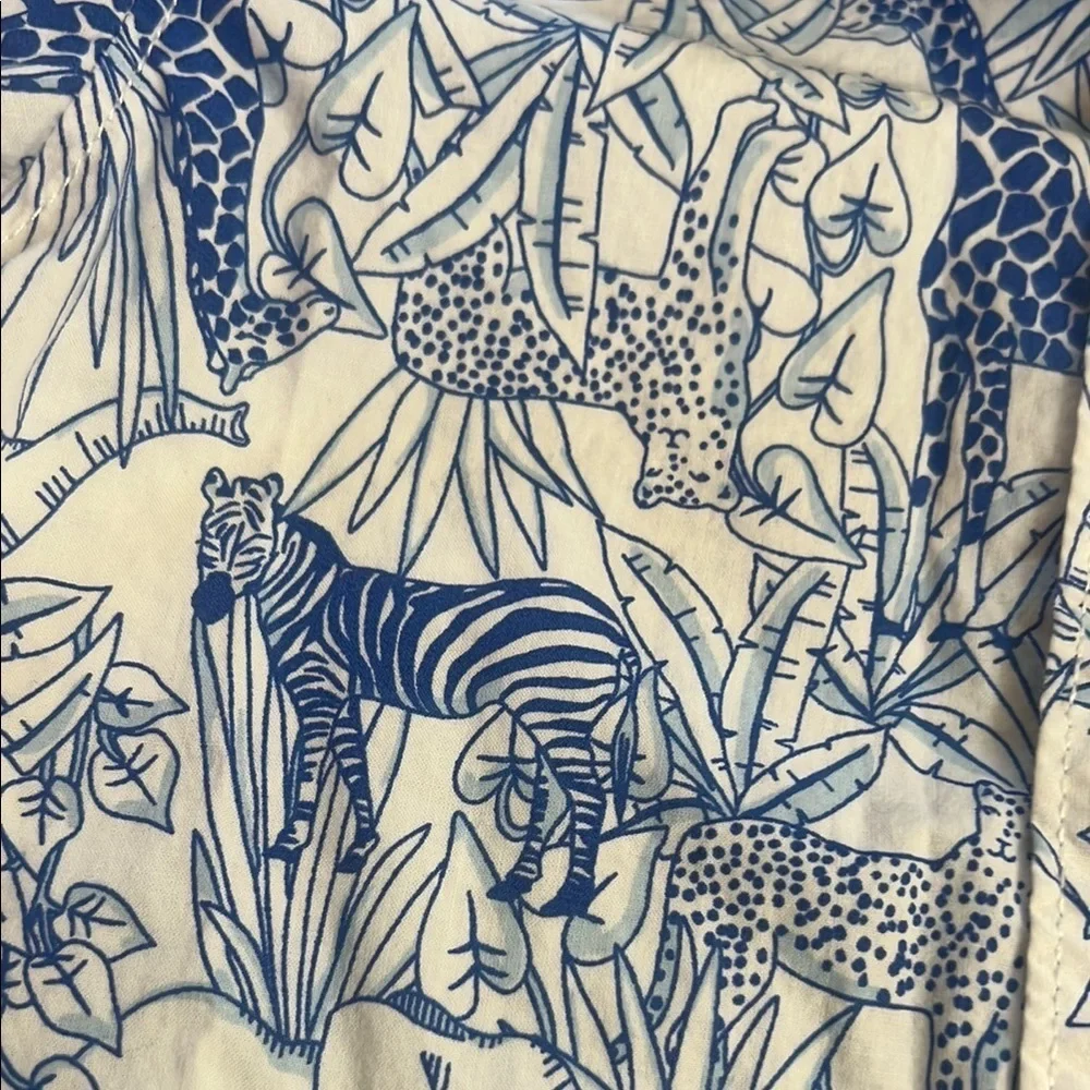 Carter's Blue and White Button Down Jungle Print
